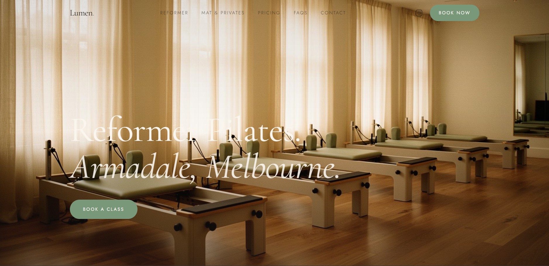 Lumen Pilates website preview